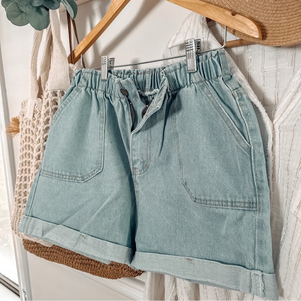 Denim Shorts High Waist Paper Bag